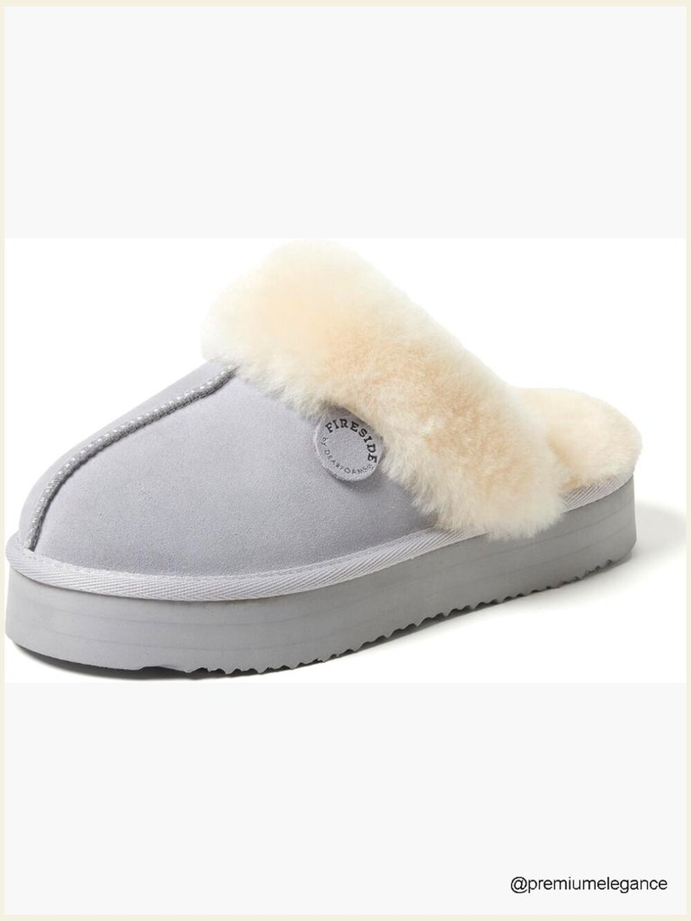 Genuine Shearling Platform Slippers Memory Foam Suede Indoor Outdoor